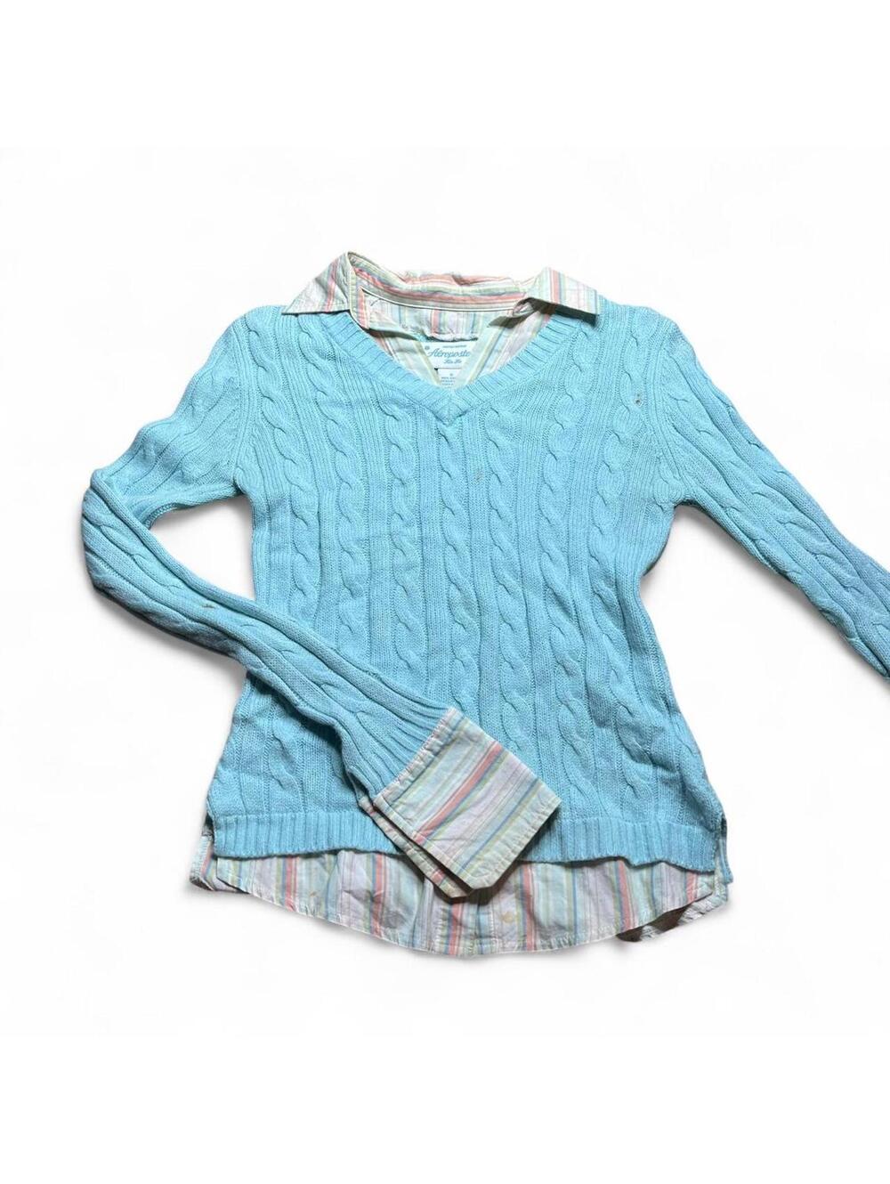 y2k Aeropostale layered sweater collared button up